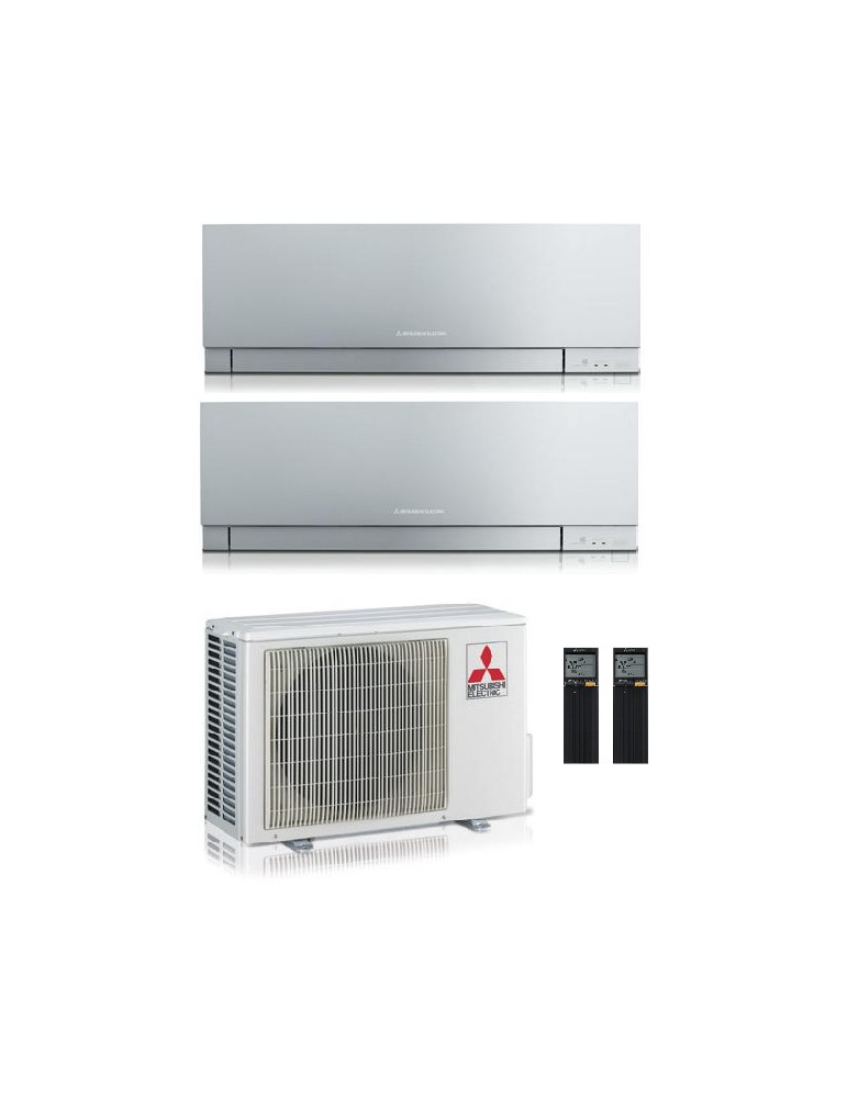Climatizzatore Condizionatore Dual Split Inverter Mitsubishi Kirigamine Zen Silver 9000+12000 btu U.E. 5.3 Kw R32 Wi-Fi A+++ A++