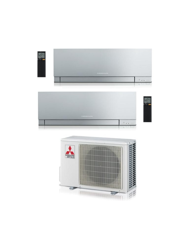 Climatizzatore Condizionatore Dual Split Inverter Mitsubishi Kirigamine Zen Silver 9000+9000 btu U.E. 4.2 Kw R-32 Wi-Fi A+++ A++