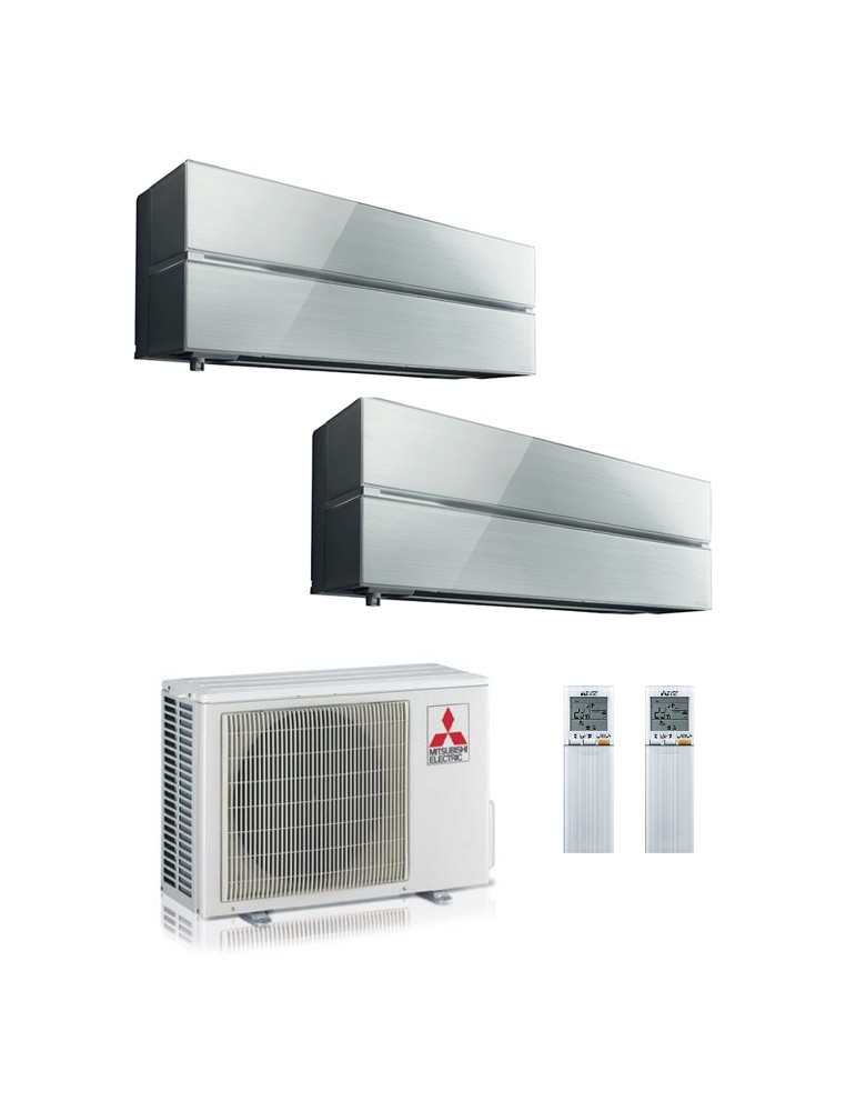 Climatizzatore Condizionatore Dual Split Inverter Mitsubishi Kirigamine Style PearlWhite 9000+12000 U.E. 5.3 Kw R32 WiFi A+++A++