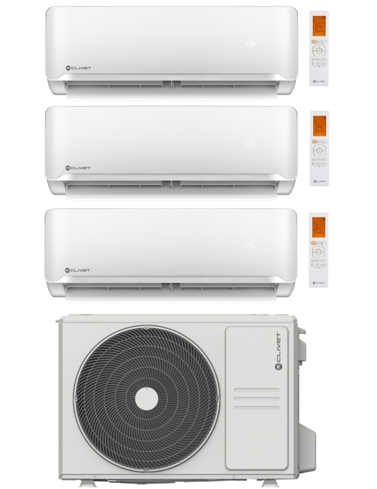 Climatizzatore Condizionatore Clivet Essential 2 Trial Split 9000+12000+12000 Btu Inverter R-32 A++ A+ U.E. 7.9 Kw New 2022
