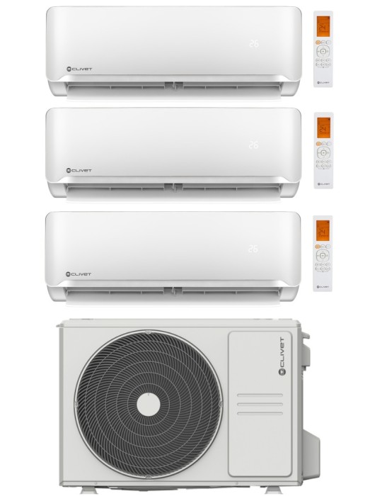 Climatizzatore Condizionatore Clivet Essential 2 Trial Split 9000+12000+12000 Btu Inverter R-32 A++ A+ U.E. 7.9 Kw New 2022