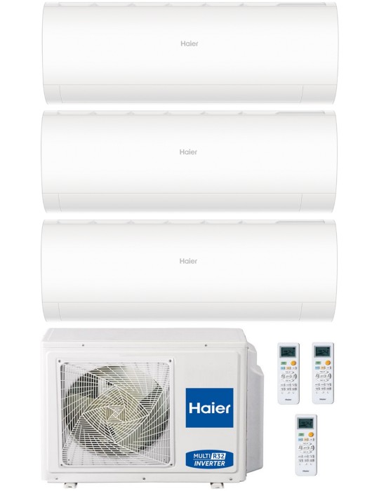 Climatizzatore Condizionatore Haier NEW PEARL Trial Split 9000+12000+12000 btu R-32 Inverter U.E. 7.0 Kw Wi-Fi A++ A+