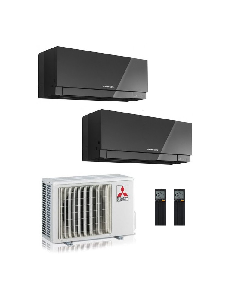Climatizzatore Condizionatore Dual Split Inverter Mitsubishi Kirigamine Zen Black 9000+12000 btu U.E. 5.3 Kw R-32 Wi-Fi A+++ A++