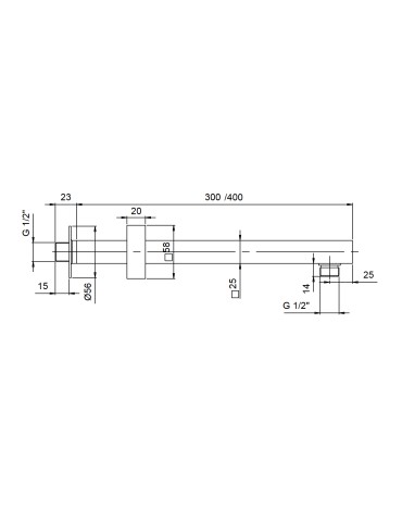 Braccio doccia a parete 25x25 con fissaggio rinforzato 2