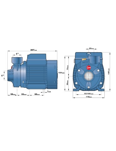 Elettropompa Periferica Pedrollo Pkm60 0,5 Hp Girante In Ottone 2