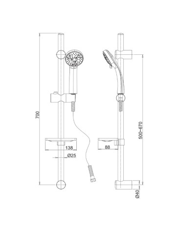 Paini Colonna Doccia Asta Saliscendi Doccetta Cromo 3 Getti 50CR124/P1 2