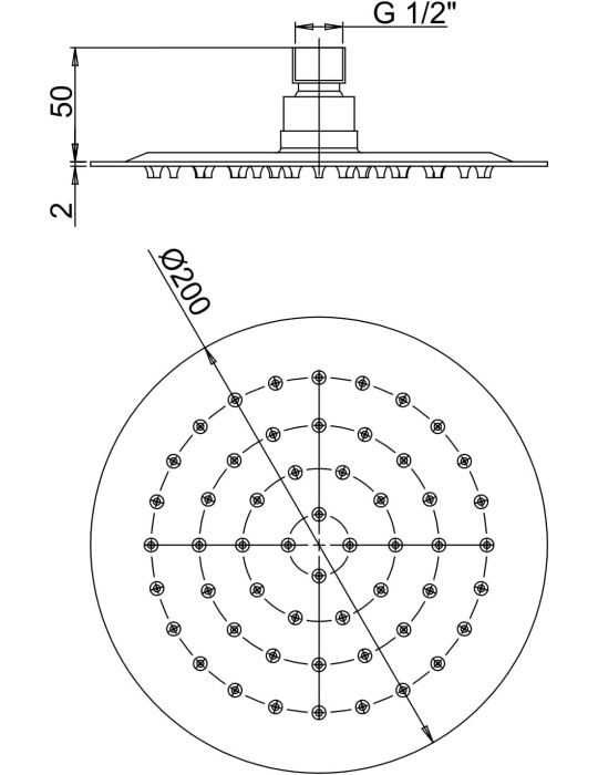 Paini Soffione anticalcare in acciaio inox diametro 200 ultrapiatto, Cromo