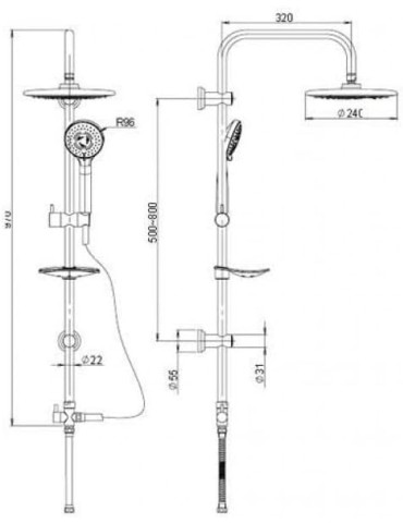 Colonna Doccia Paini RS 50CR191RSP3 Con Devitatore Cromata 2