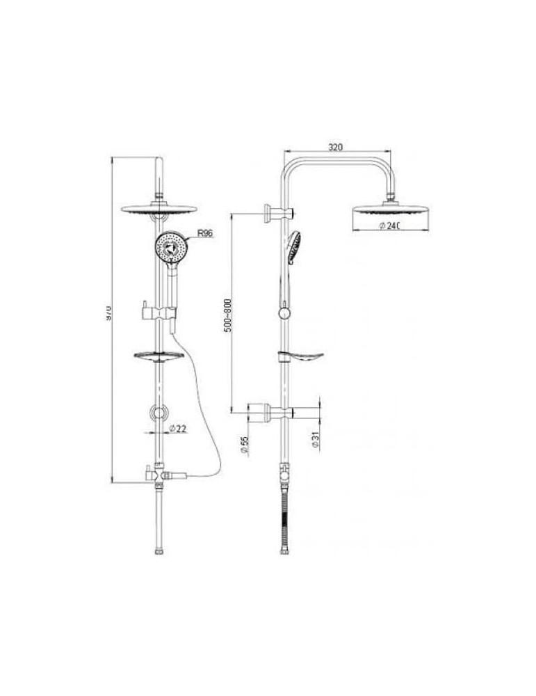 Colonna Doccia Paini RS 50CR191RSP3 Con Devitatore Cromata