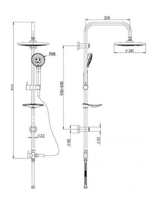 Colonna Doccia Paini RS 50CR191RSP3 Con Devitatore Cromata