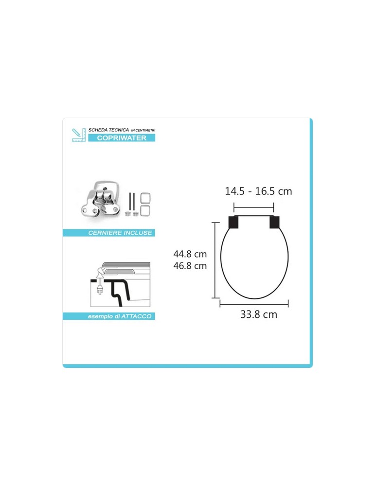 Copriwater Coprivaso Sedile Cesame Sintesi Dedicato In Legno Rivestito Bianco Con Cerniere