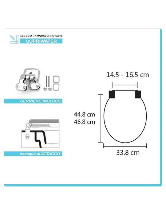 Copriwater Coprivaso Sedile Cesame Sintesi Dedicato In Legno Rivestito Bianco Con Cerniere