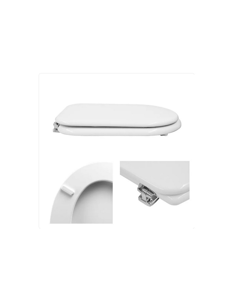 Copriwater Coprivaso Sedile Cesame Sintesi Dedicato In Legno Rivestito Bianco Con Cerniere