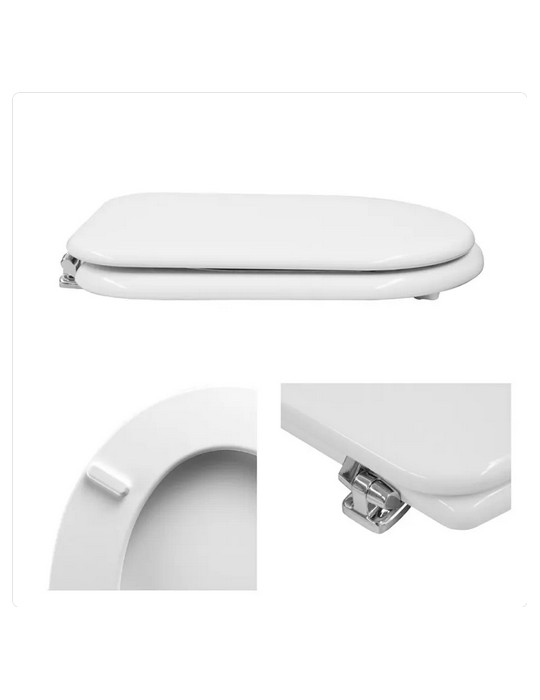 Copriwater Coprivaso Sedile Cesame Sintesi Dedicato In Legno Rivestito Bianco Con Cerniere