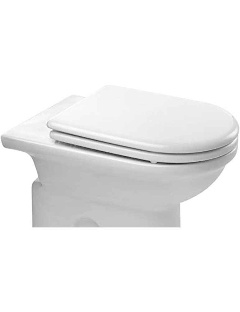 Copriwater Coprivaso Sedile Serie Esedra Dedicato In Legno Rivestito Bianco Con Cerniere