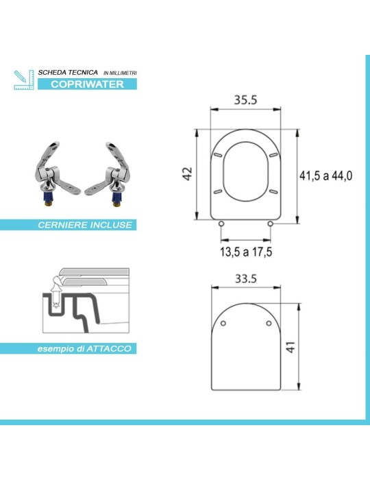 Copriwater Coprivaso Sedile Serie Esedra Dedicato In Legno Rivestito Bianco Con Cerniere