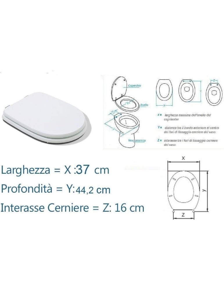 Copriwater Coprivaso Sedile Compatibile Serie Aretusa Dedicato In Legno Rivestito Bianco Con Cerniere