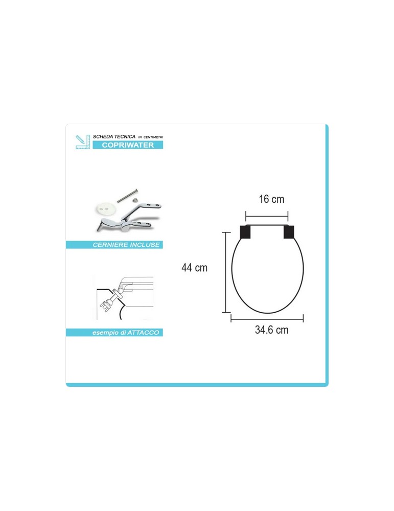 Copriwater Coprivaso Sedile Compatibile Serie Conca Dedicato In Legno Rivestito Bianco Con Cerniere