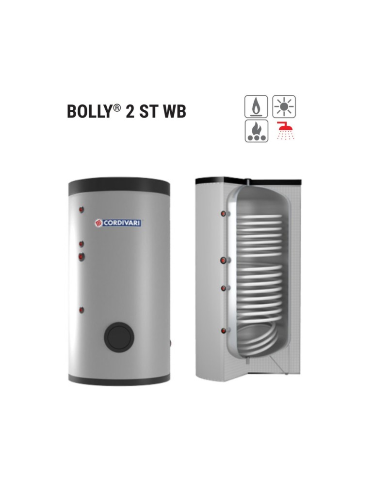 Bollitore Polywarm Cordivari Modello BOLLY 2 ST WB 300 Per Produzione Di ACS Con 2 Scambiatori Fissi