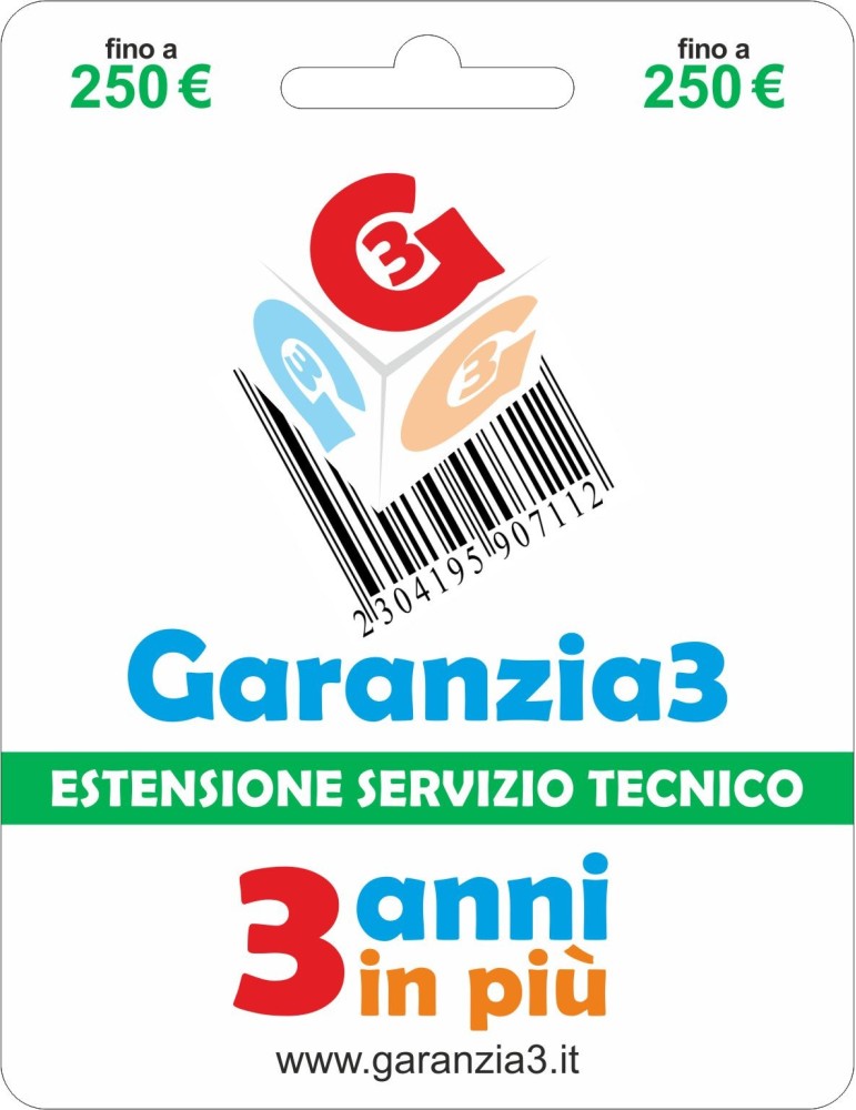 Garanzia 3 - Estensione Del Servizio Tecnico Fino A 250,00 Euro Garanzia 3 - Estensione Del Servizio Tecnico Fino A 250,00 Euro