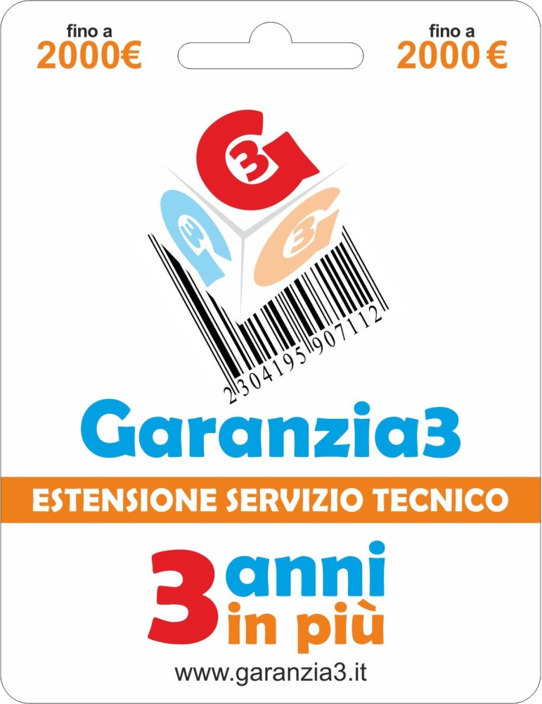 Garanzia 3 - Estensione Del Servizio Tecnico Fino A 2000,00 Euro Garanzia 3 - Estensione Del Servizio Tecnico Fino A 2000,00 Euro