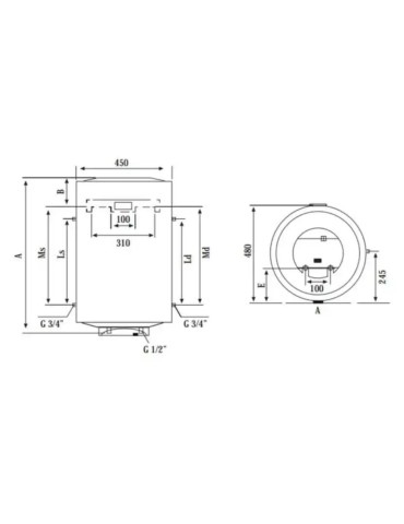 Chaffoteaux Scaldabagno Elettrico CHX 80/2 80 LT Verticale 3201153 2