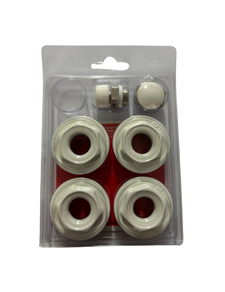 Kit Universale per Radiatori in Alluminio con riduzioni, valvola di sfiato e tappo 1" X 3/8" Kit Universale per Radiatori in Alluminio con riduzioni, valvola di sfiato e tappo 1" X 3/8"