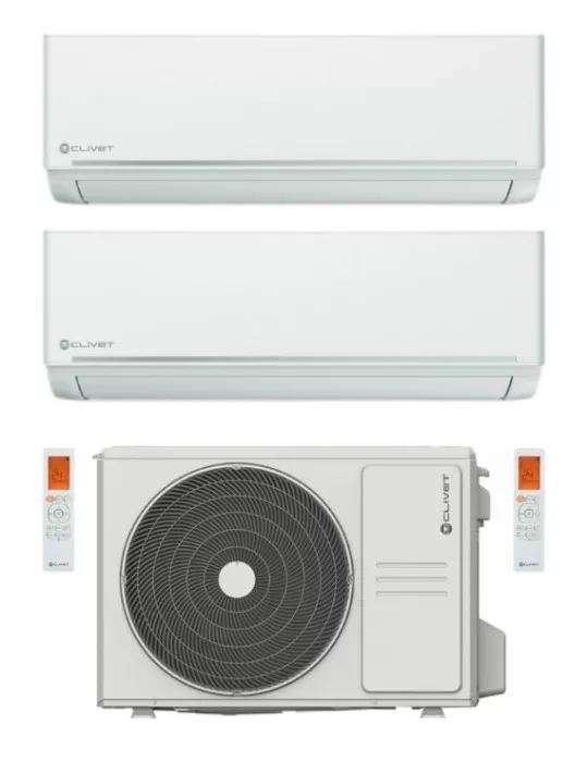 Climatizzatore Clivet EZCool Dual Split 12000+12000 Btu Inverter R-32 Wi-Fi Optional A++ A+ U.E. 6.1 Kw Climatizzatore Clivet EZCool Dual Split 12000+12000 Btu Inverter R-32 Wi-Fi Optional A++ A+ U.E. 6.1 Kw