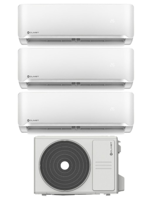 Climatizzatore Condizionatore Clivet Essential 2 Trial Split 9000+12000+12000 Btu Inverter R-32 A++ A+ U.E. 7.9 Kw New 2022 Climatizzatore Condizionatore Clivet Essential 2 Trial Split 9000+12000+12000 Btu Inverter R-32 A++ A+ U.E. 7.9 Kw New 2022