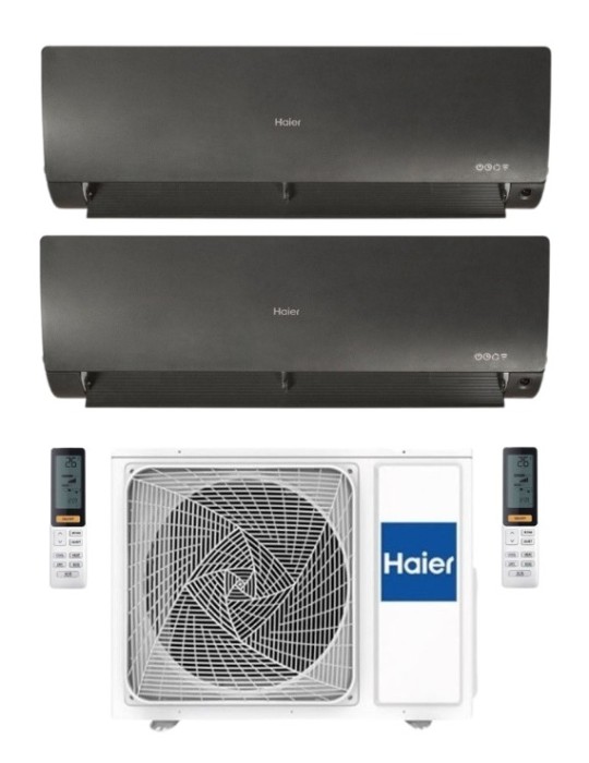 Haier Climatizzatore Dual Split Flexis Plus Black 12+12 Con 2U50S2SM1FA-3 Inverter Wi-Fi Classe A++ Haier Climatizzatore Dual Split Flexis Plus Black 12+12 Con 2U50S2SM1FA-3 Inverter Wi-Fi Classe A++