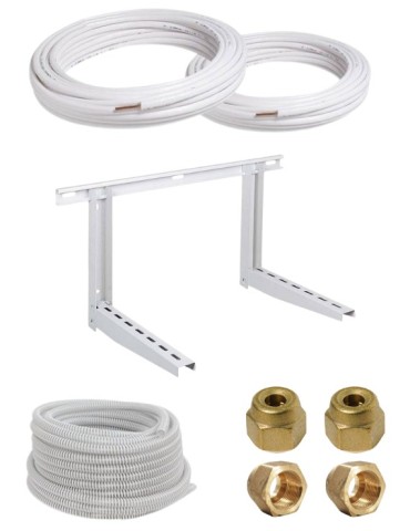 Kit Installazione Climatizzatore 18000 5 Mt Tubo Rame 1/4" e 1/2" Staffa-Raccordi e Tubo Scarico Condensa