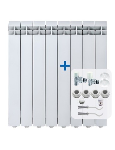 Termosifoni Radiatori Global Vox 700 da 2 a 12 Elementi in Alluminio Bianco RAL9010 + Kit Accessori