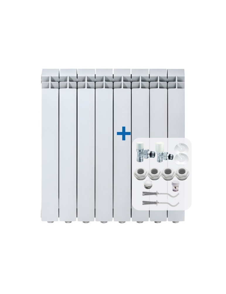 Global Termosifoni Radiatori Vox 700 da 2 a 12 Elementi in Alluminio Bianco RAL9010 + Kit Accessori Global Termosifoni Radiatori Vox 700 da 2 a 12 Elementi in Alluminio Bianco RAL9010 + Kit Accessori