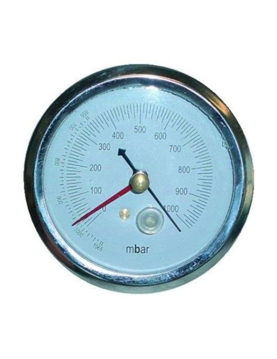 Vacuometro di ricambio con attacco posteriore centrale- Ø 80 mm - 1/8" NPT