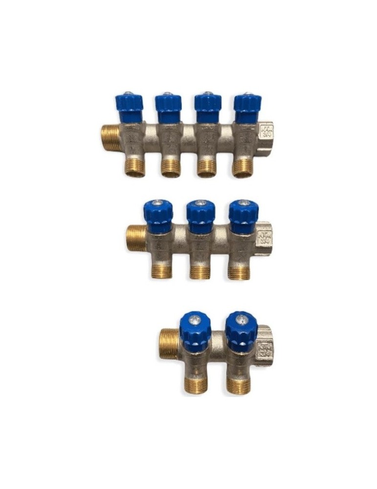 NTM Collettore con rubinetti 3/4 a vitone 2-3-4 vie blu FREDDO NTM Collettore con rubinetti 3/4 a vitone 2-3-4 vie blu FREDDO