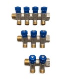 NTM Collettore con rubinetti 3/4 a vitone 2-3-4 vie blu FREDDO