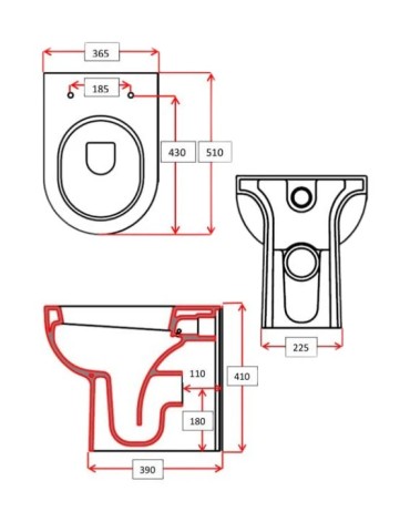 Gravena Vaso Filo Parete Rimless cm 53x37,5x41 CLARA Art. S129.010.018 2