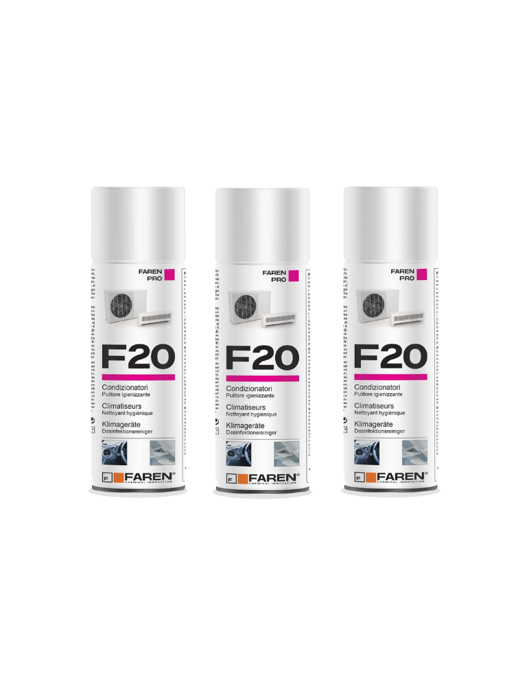 Faren F20 Igienizzante Spray Trasparente 400 ml confez. 3 pezzi Faren F20 Igienizzante Spray Trasparente 400 ml confez. 3 pezzi
