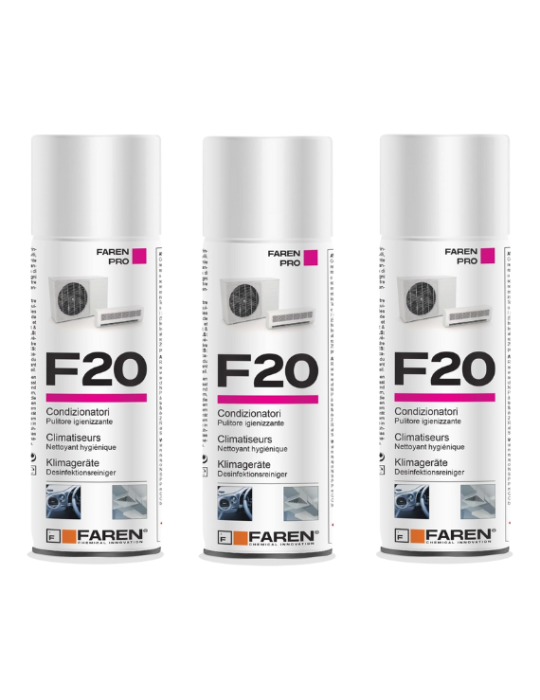 Faren F20 Igienizzante Spray Trasparente 400 ml confez. 3 pezzi Faren F20 Igienizzante Spray Trasparente 400 ml confez. 3 pezzi