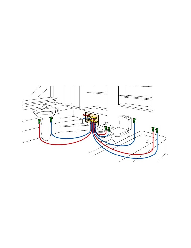 KIT IMPIANTO IDRICO BAGNO PER ACQUA LAVABO BIDET CASSETTA VASCA O DOCCIA