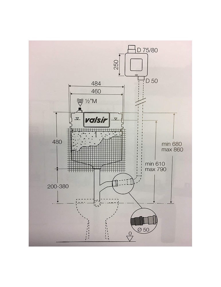 CASSETTA WC INCASSO TROPEA S ARIAPUR 80 MECCANICA