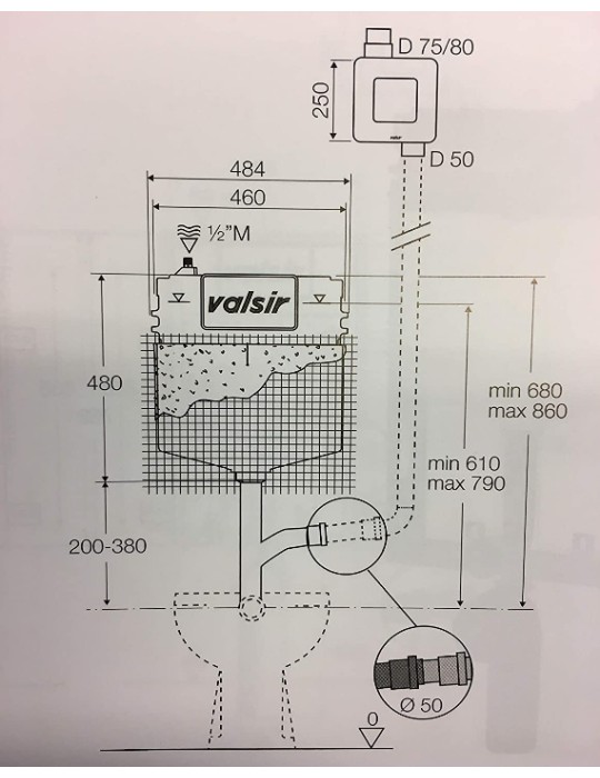 CASSETTA WC INCASSO TROPEA S ARIAPUR 80 MECCANICA