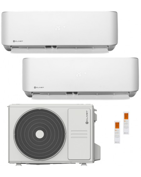 Climatizzatore Condizionatore Clivet Cristallo Dual Split 9000+9000 Btu Inverter R-32 Wi-Fi A++ A+ U.E. 4.1 Kw