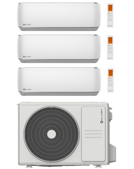 Climatizzatore Condizionatore Clivet Cristallo Trial Split 9000+9000+12000 Btu Inverter R-32 Wi-Fi A++ A+ U.E. 6.2 Kw