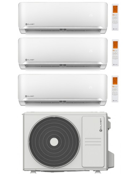 Climatizzatore Condizionatore Clivet Essential 2 Trial Split 9000+12000+12000 Btu Inverter R-32 A++ A+ U.E. 7.9 Kw New 2022