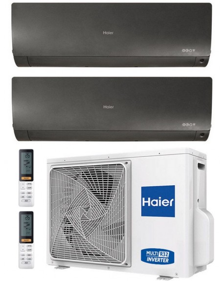 Climatizzatore Condizionatore Haier FLEXIS PLUS BLACK Dual Split 12000+12000 btu R-32 Inverter U.E. 5.0 Kw Wi-Fi A++ A+