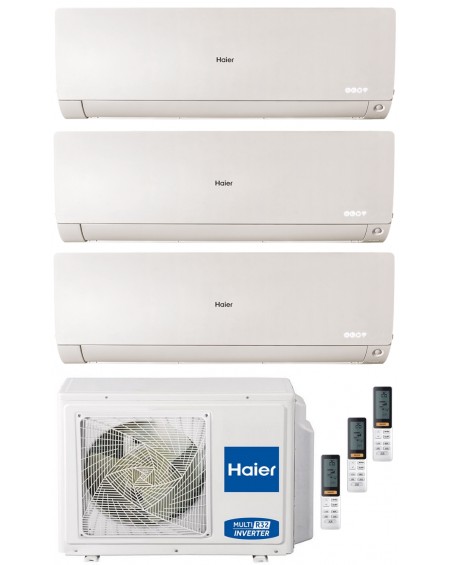 Climatizzatore Condizionatore Haier FLEXIS PLUS WHITE Trial Split 9000+9000+9000 btu R-32 Inverter U.E. 5.5 Kw Wi-Fi A+++ A+